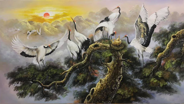 tranh phong thủy tùng hạc