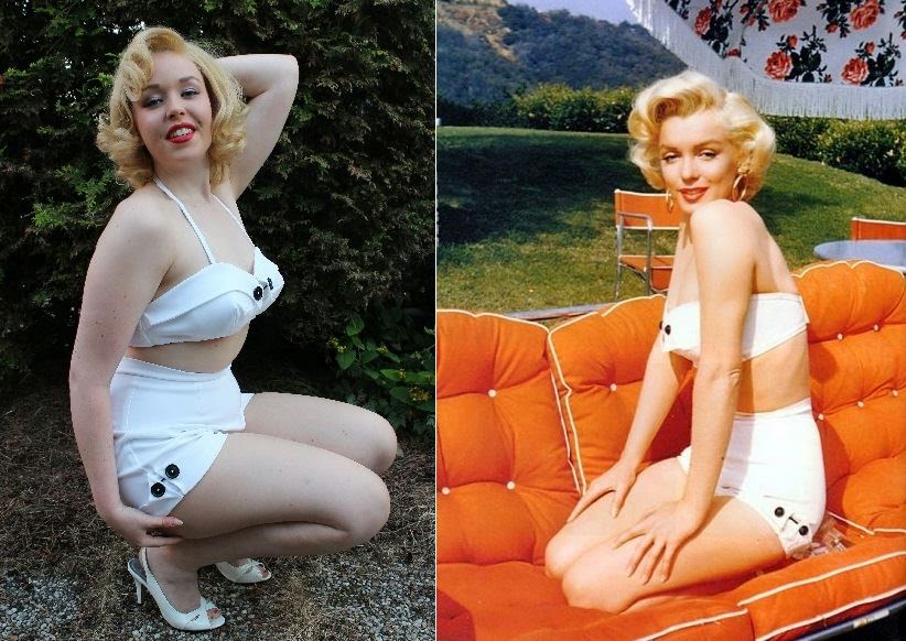 Morningstar Pinup Marilyn Monroe White 2pc Sunsuit Bikini