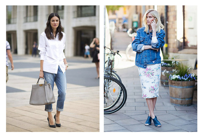 Сочетание однородных текстур деним + хлопок