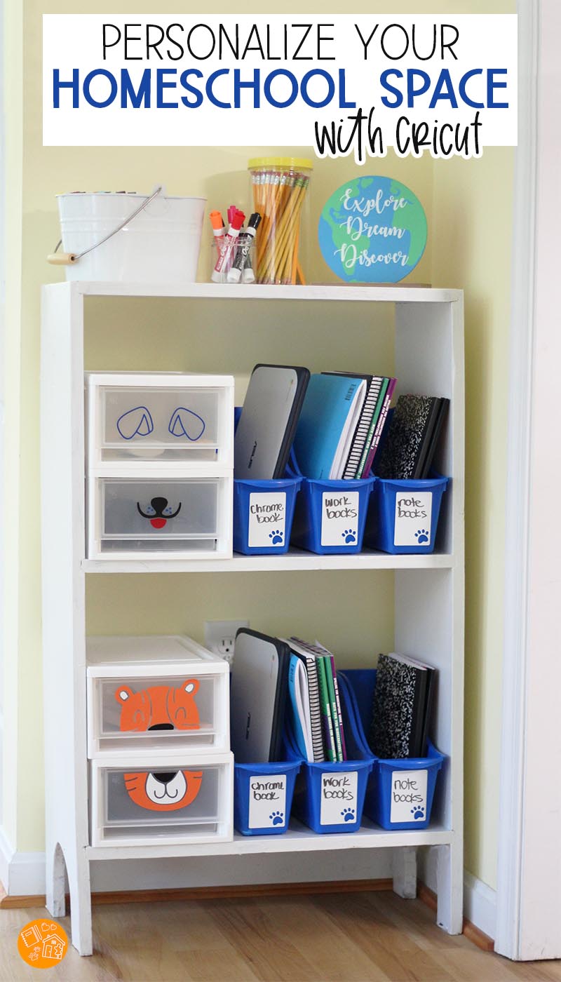 AD: Personalize your homeschool space in time for Back to School with easy vinyl projects and the Cricut Explore Air 2! Get all the details you need to create an organized space for school supplies, perfect for homeschool or virtual learning.