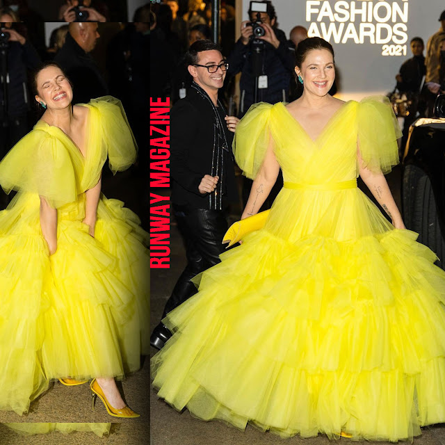 Drew Barrymore and Christian Siriano at CFDA Award 2021