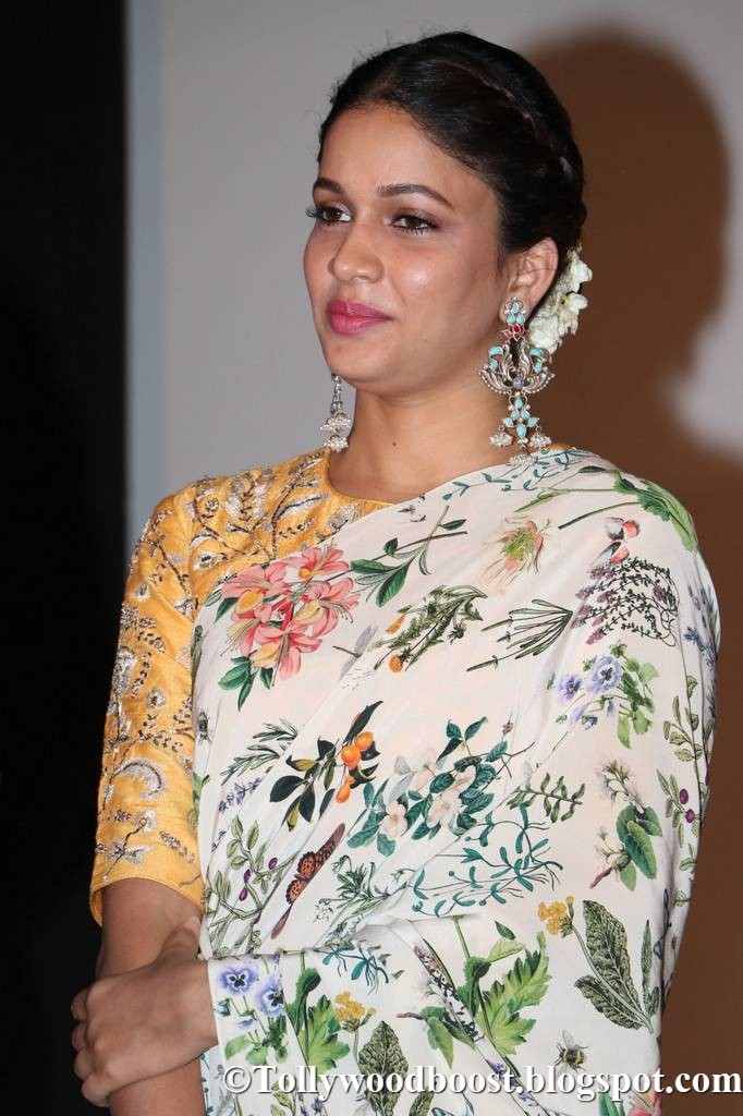 Lavanya Tripathi In White Saree At Telugu Film Audio Launch