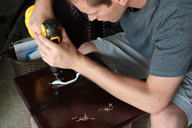 add hardware to desk diy