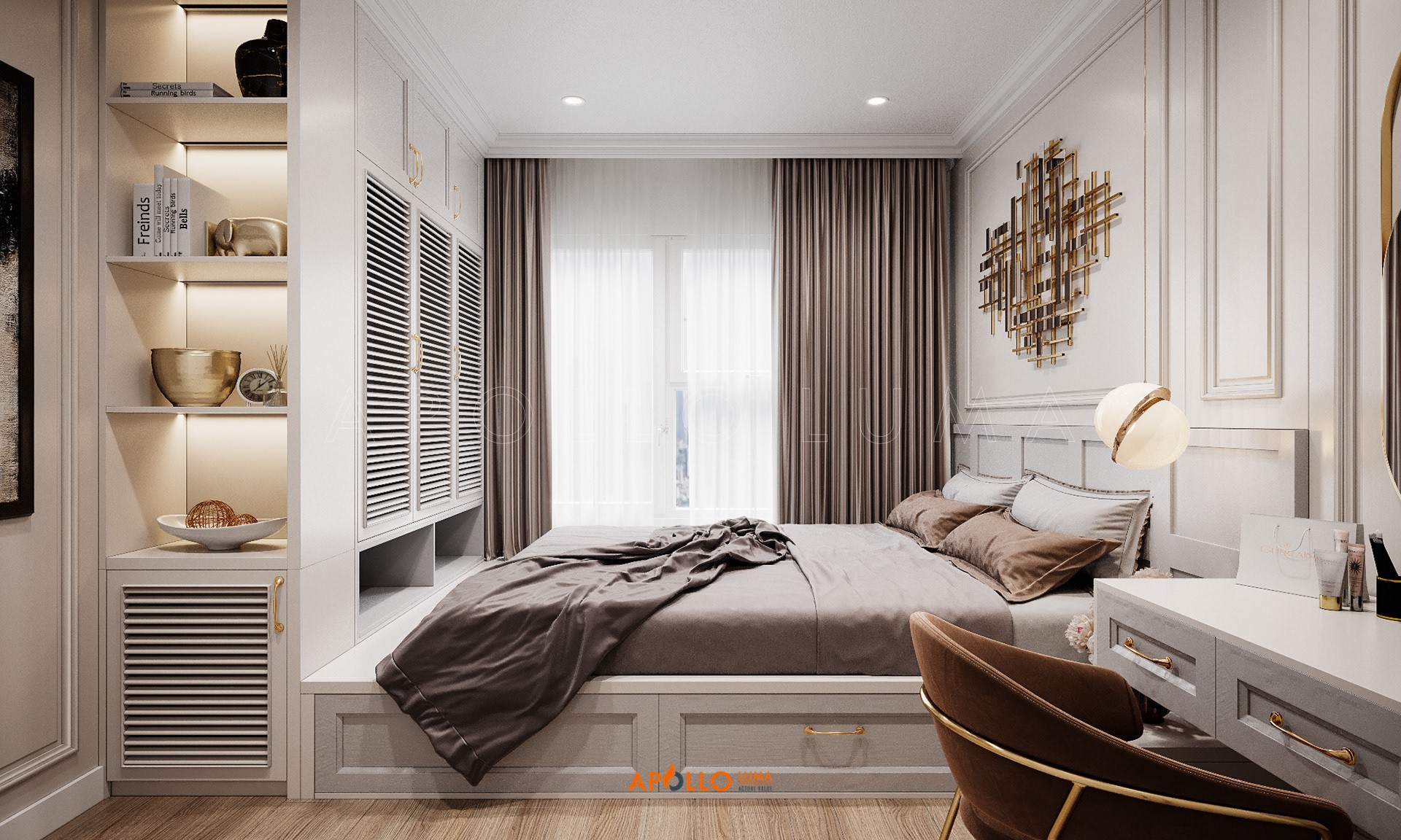 Thiết kế nội thất căn hộ 2PN Vinhomes Smart City phong cách Tân Cổ Điển