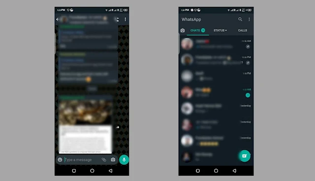 dark theme of Whatsapp on android