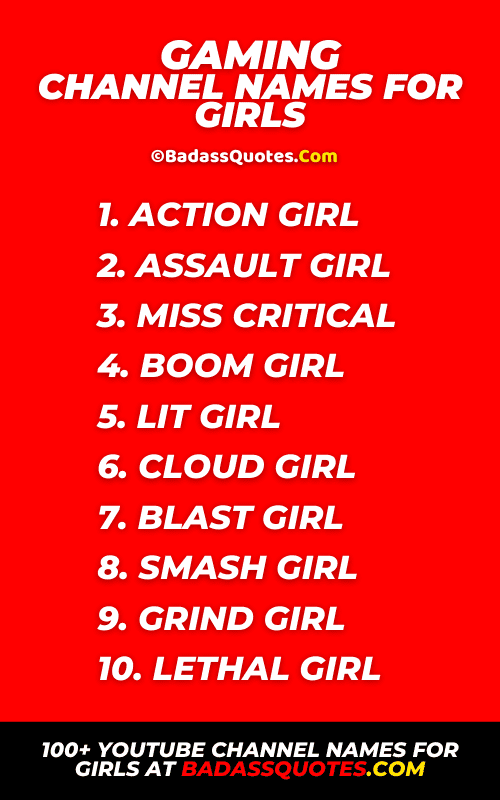 YouTube Channel Names for Girl Gamers