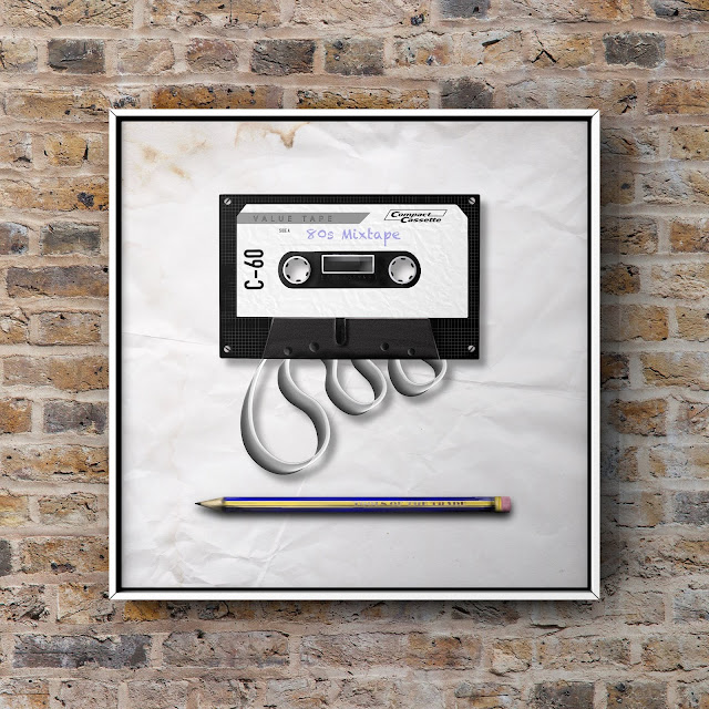 cassette tape and pencil artwork