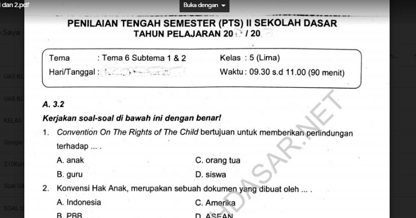 Soal Dan Kisi Kls 5 Tema 6 Pelajaran Ips