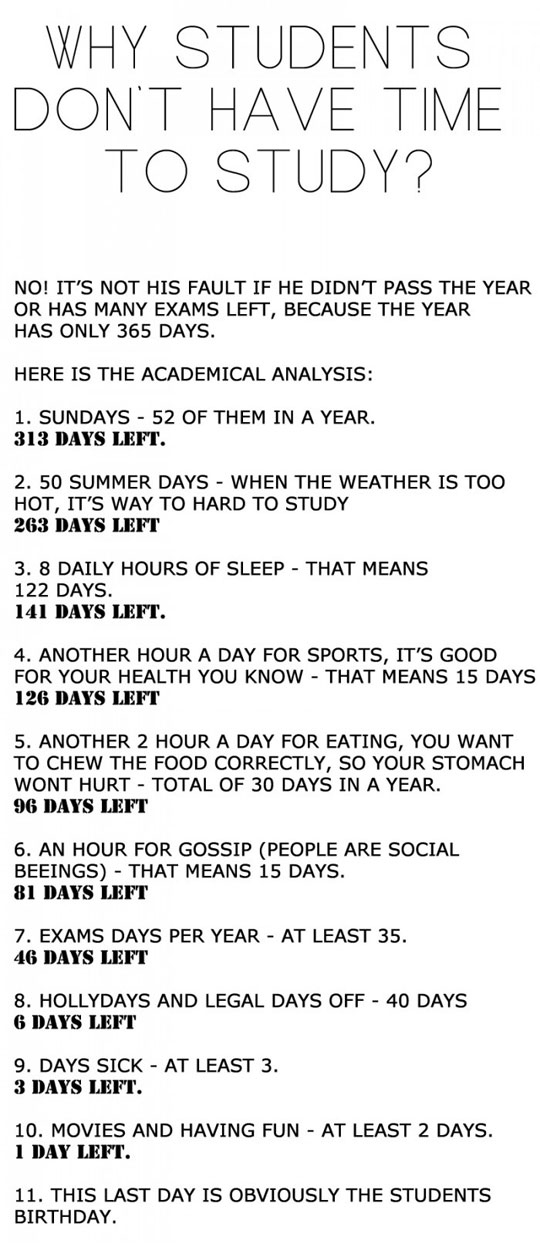 Fun Facts - Why Students Don't Have Time To Study