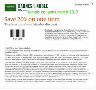 Barnes and Noble coupons march