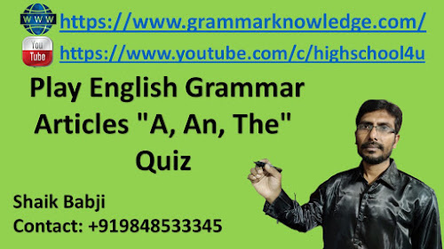 English Grammar Articles Quiz  1  Articles "A, An, The" Quiz Online