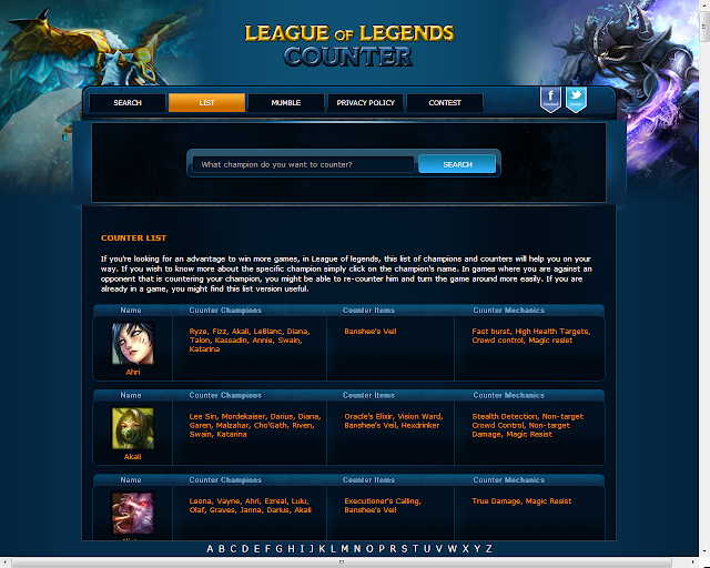 LOLCounter/Buffs of all champions LOL GAME