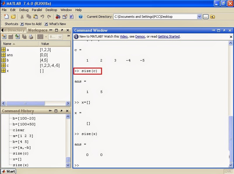 Product Design Engineering: MATLAB Tutorial - MATLAB Matrix main ...