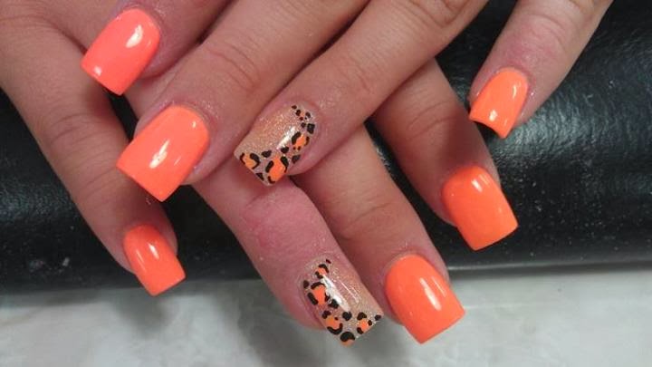 Orange and Clear Gel Nails - wide 6