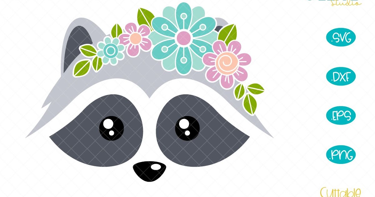 Download Free Floral Raccoon Face Svg SVG Cut Files