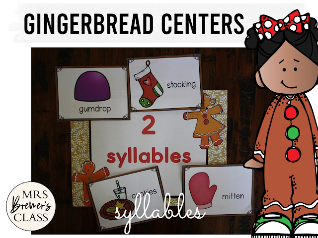 Gingerbread Centers with Math and Literacy Activities for Kindergarten at Christmas