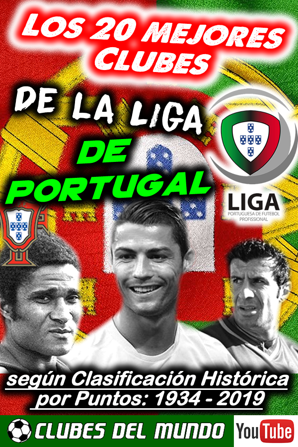 Clubes del Mundo del Fútbol: Clubes del 20 PORTUGAL - Los 20 mejores Clubes de Clasificación Histórica por Puntos de la Primeira Liga desde 1934/35 a 2018/19