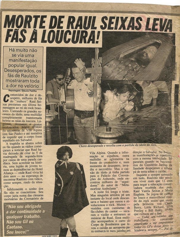Imagens Históricas Jornal Morte de Raul Seixas Imagens Históricas Jornal Morte de Raul Seixas