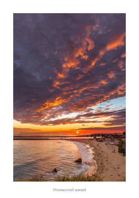 Monsoonal sunset with cloud at corona del mar, newport beach, orange county