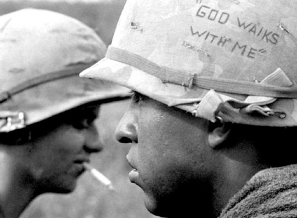 Graffiti on Soldiers Helmets Vietnam War