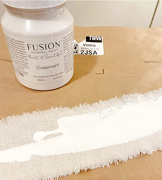 fusion mineral paint in white on banner strip