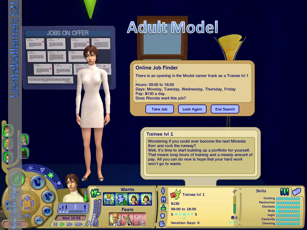 Sims 2 Idea LientebollemeiS2I New Career Model