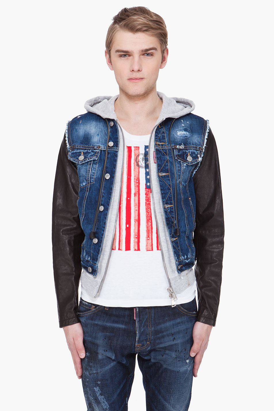 Fusion Of Effects: Trendology: Dsquared2 Leather Sleeve Hells Angels Hoodie
