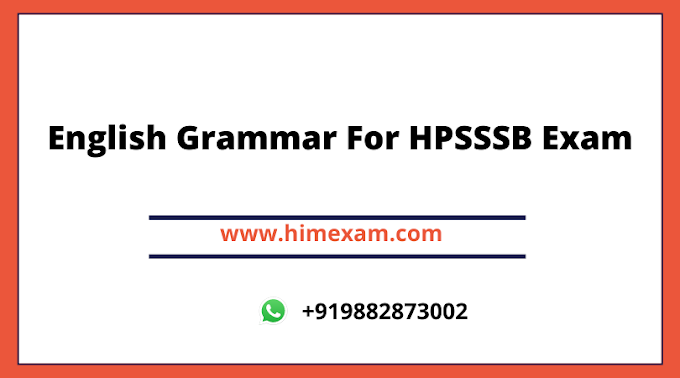 English Grammar For HPSSSB Exam