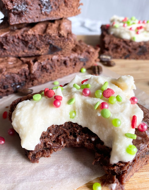 holiday espresso brownies with coffee buttercream #ad