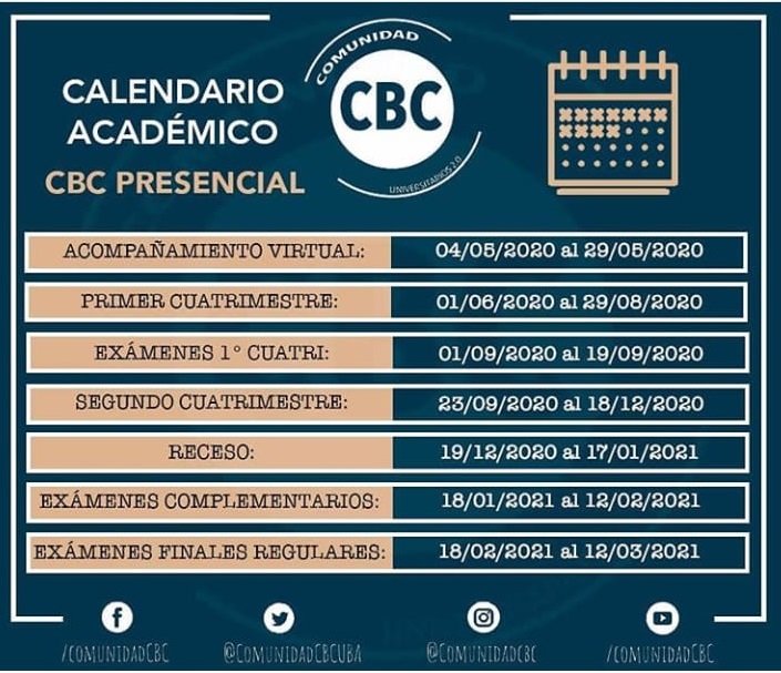 CALENDARIO ACADEMICO CBC PRESENCIAL Centro Universitario Regional Lobos