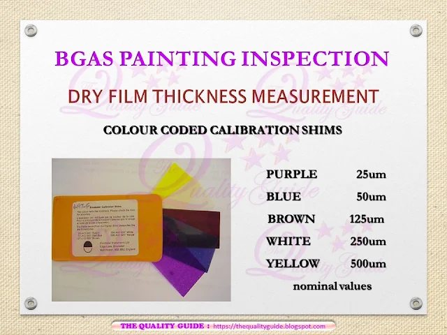 Color Code Calibration Shims bgas cswip, nace level 1 and nace level 2 cathodic protection testing 