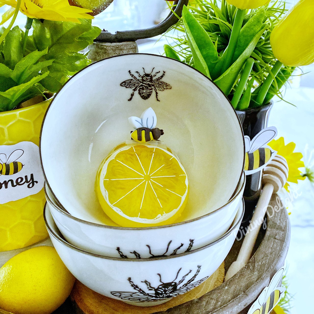 Dining Delight: Bee Themed Tiered Tray Decor