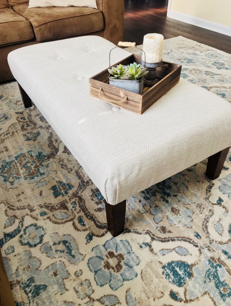 Sharpe Southern Home How to Recover a Tufted Ottoman (No Sew)