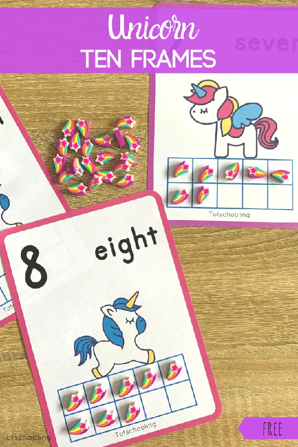 Unicorn Ten Frame Cards Totschooling Toddler Preschool Kindergarten Educational Printables