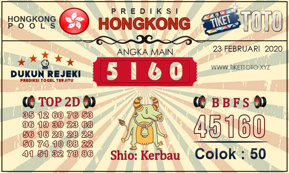 Prediksi Togel HONGKONG TIKETTOTO 23 FEBRUARI 2020