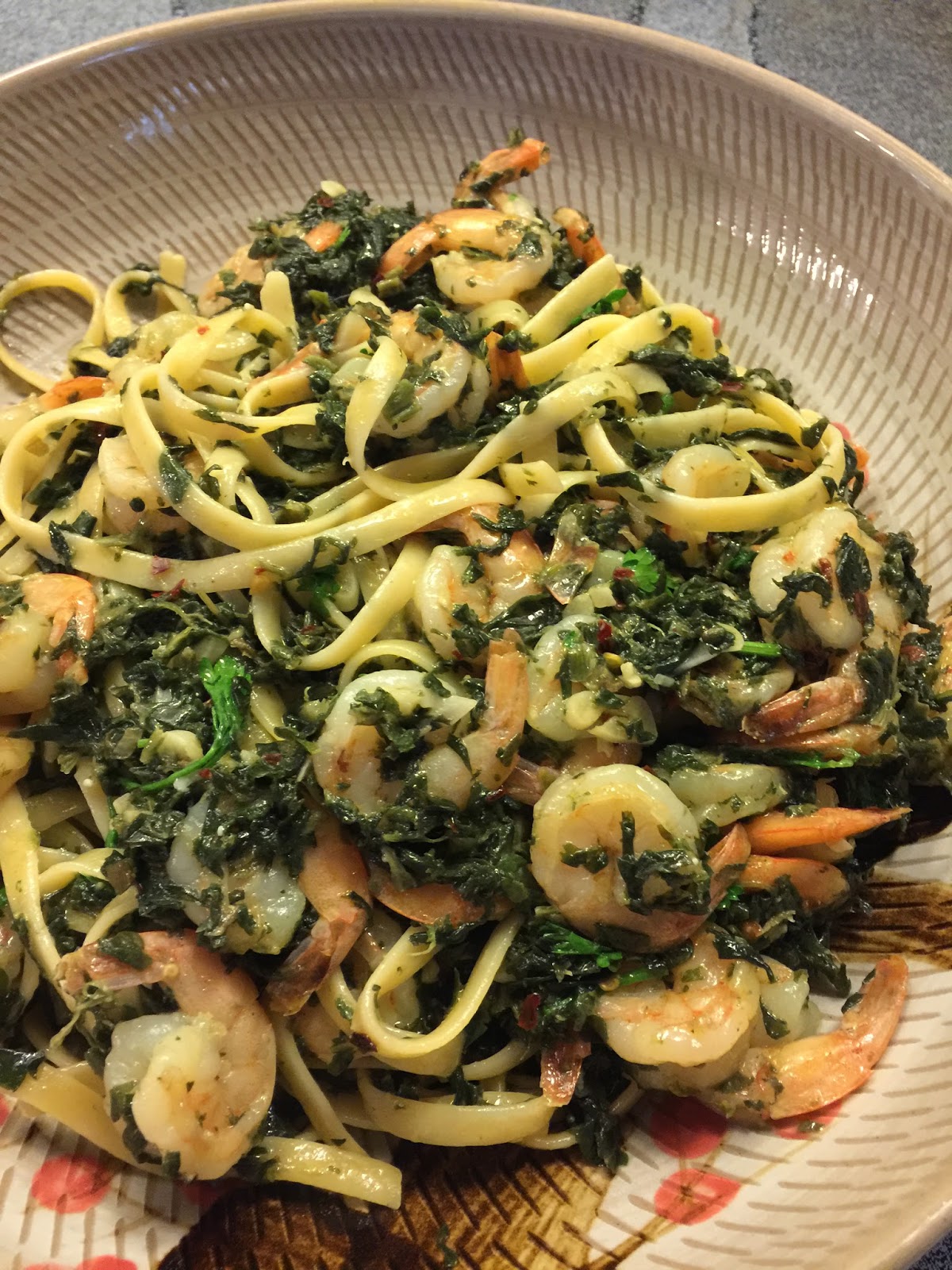 Spinach Shrimp Pasta with Lemon Garlic Parmesan