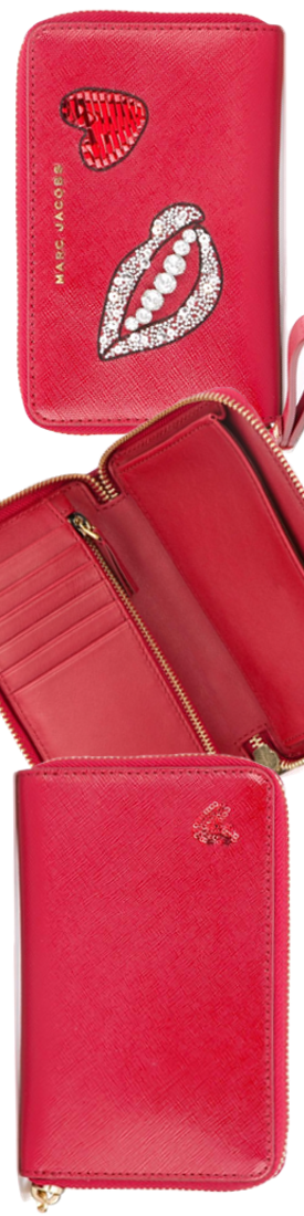 MARC JACOBS Embellished Zip Purse in Red