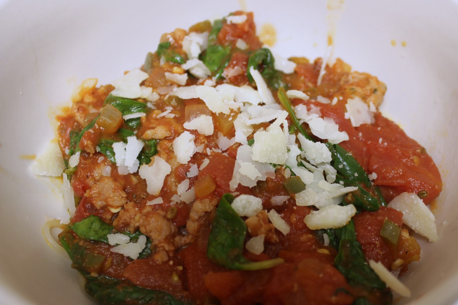 Sometimes Carbs happen (Pasta With Sausage, Spinach, and Jalapeño) My