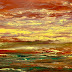 Abstract Landscape, Sunset Art Painting "BLAZING SKY REFLECTIONS " by
International Contemporary Artist Kimberly Conrad