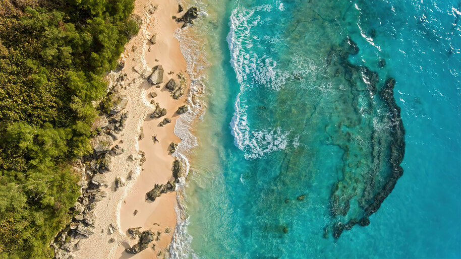 #8.2853, Marley Beach, Bermuda, Ocean, Aerial View, Scenery, 4K