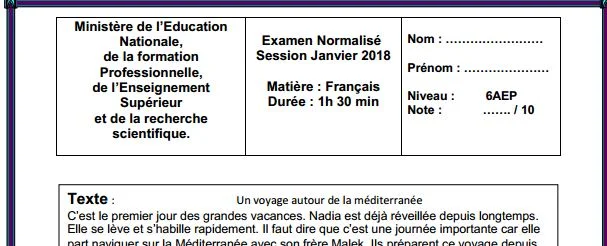 Examen normalisé : Français Français pratique Session Janvier 2018 