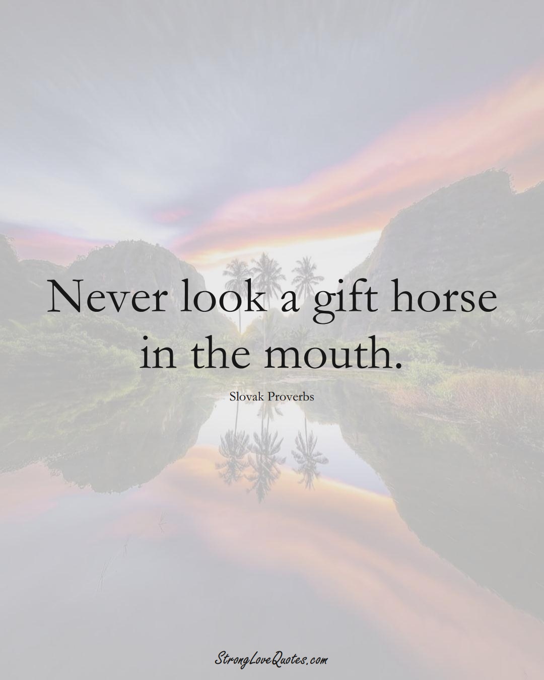 Never look a gift horse in the mouth. (Slovak Sayings);  #EuropeanSayings