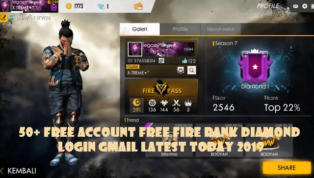 50 Free Account Free Fire Rank Diamond Login Gmail Latest
