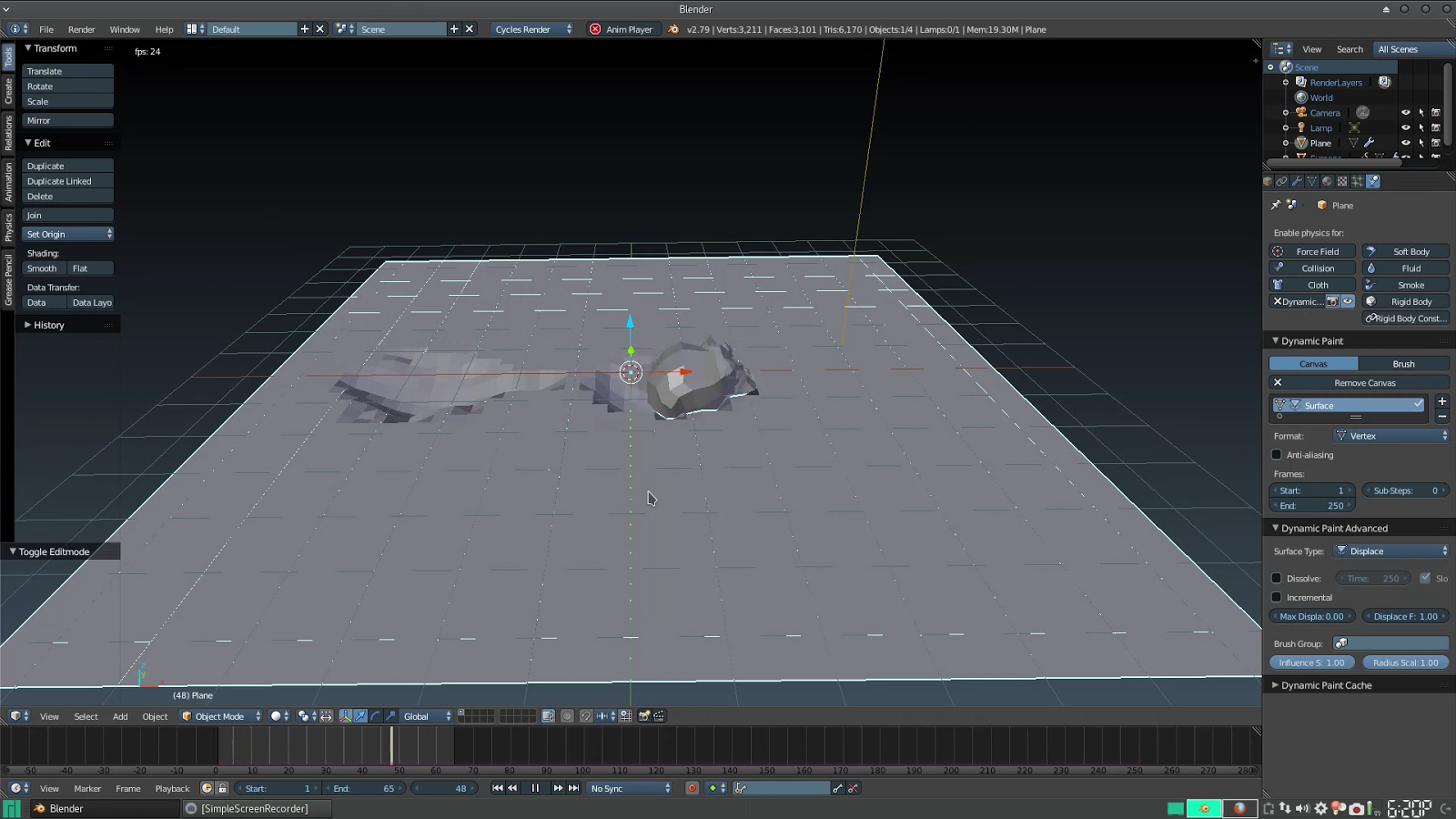 Diseño libre Blender Quicktip Dynamic Paint (Displace)