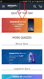 Amazon App Quiz Time Answer & Win InFocus Vision 3 Smartphone