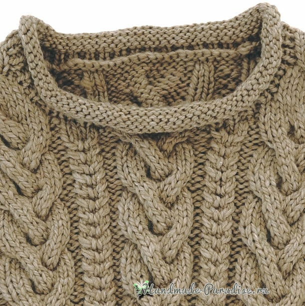 Схемы вязания спицами пуловера с большими косами (4)