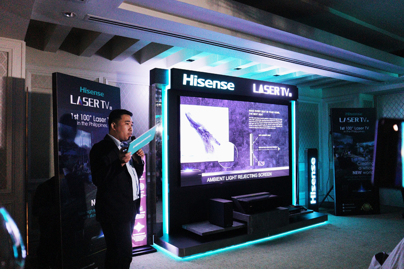   An executive from Hisense discussing the Optimized Ambient Light Rejecting Screen