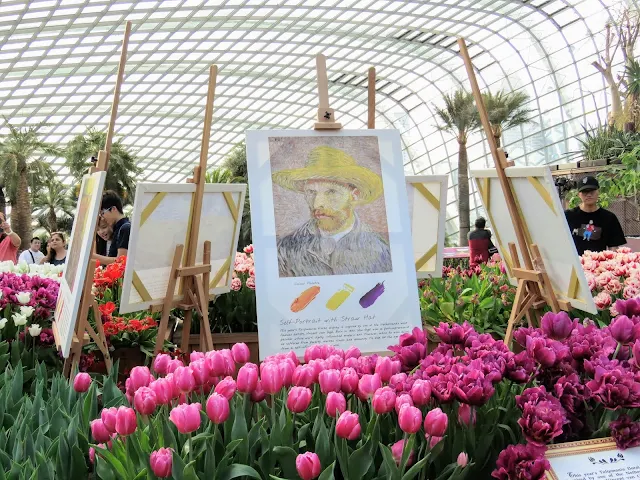 van Gogh tulip display at Gardens by the Bay in Singapore