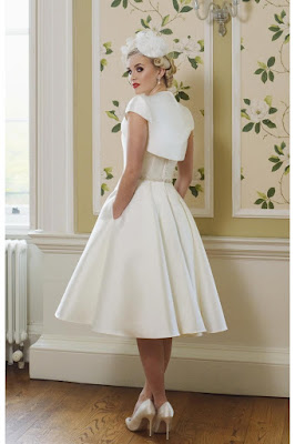 Short Gwon style wedding length cap sleeve jacket back side