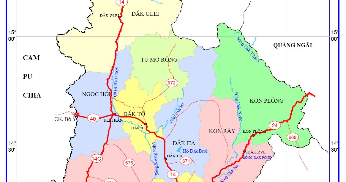 Bản đồ Huyện Kon Rẫy, Tỉnh Kon Tum